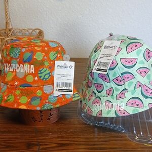 California Bucket Hat - Orange Planet Print & Melon Green (2)
